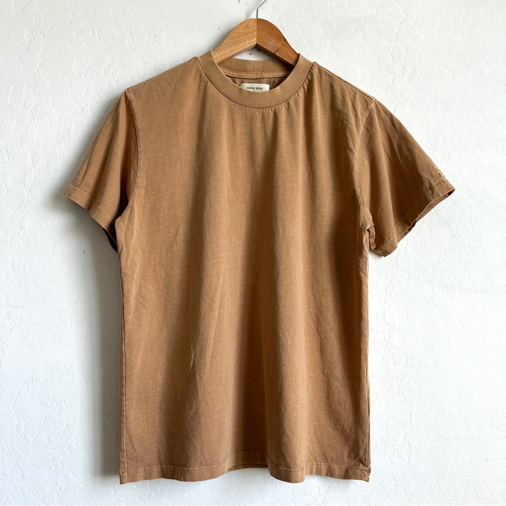Anine Bing Hudson T-Shirt Tee Small Crewneck Short Sleeve Solid Mustard - Picture 2 of 9
